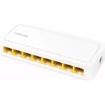 LogiLink tīkla slēdzis - 8 x RJ45 porti - Gigabit - plastmasas korpuss - balts