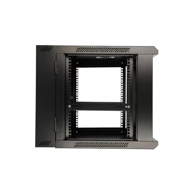 Extralink Rack skapis 9U 600x600 AZH Melns, sienas stiprinājums, veramās durvis