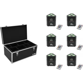 LED bateriju apgaismojums EUROLITE AKKU TL-3 TCL QuickDMX 6x ar transporta somu TDV-1