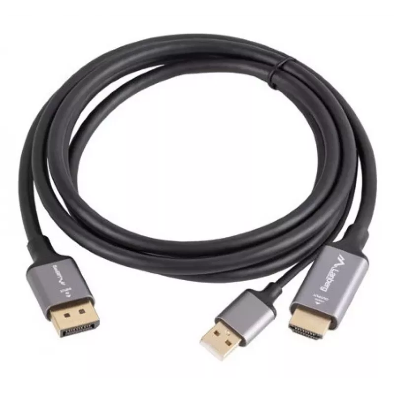 Lanberg CA-HDDP-20CU-0018-BK video kabeļa adapteris 1.8 m DisplayPort HDMI + USB melns, sudrabs
