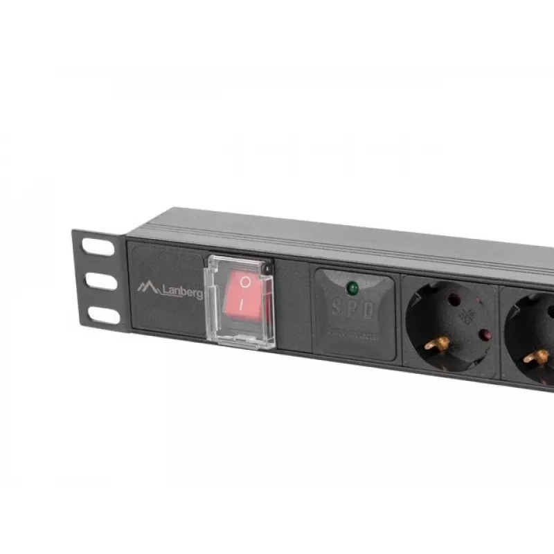 Lanberg PDU-05F-0200-BK strāvas sadalītājs (PDU) 5 kontaktligzdas 1U Melns