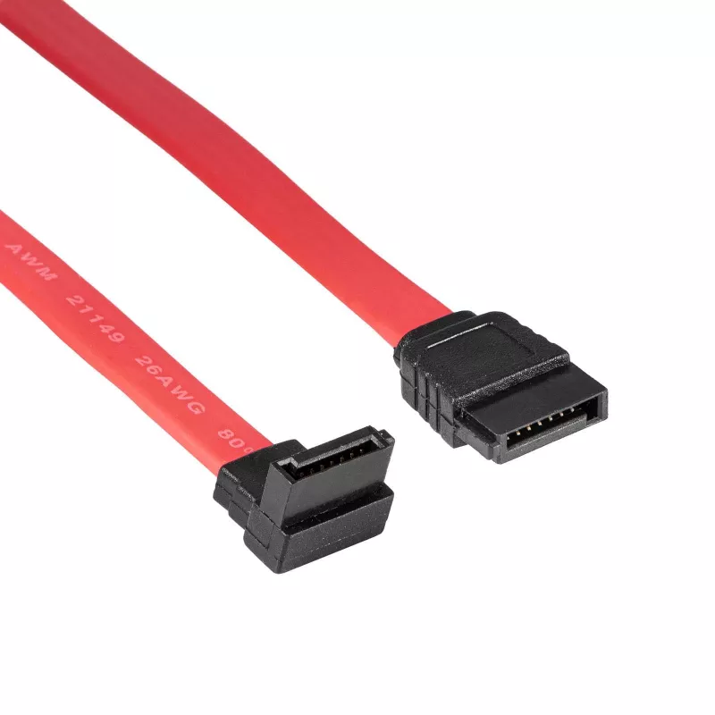 Akyga AK-CA-51 SATA III kabelis 6 Gb/s, taisns un 90° leņķa savienotājs, 0,5 m, sarkans