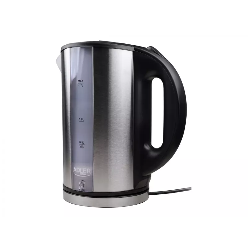Adler AD 1216 elektriskā tējkanna 1.7 L Melna, Sudraba 2200 W