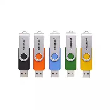 Intenso 5 x USB zibatmiņa Office Line, 16 GB, USB-A, 3.2 Gen 1x1, daudzkrāsaina