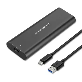 SSD korpuss QOLTEC 50312 Melns vienam M.2 SATA diskam, USB Type-C (USB 2.0 / 3.2 Gen 1)