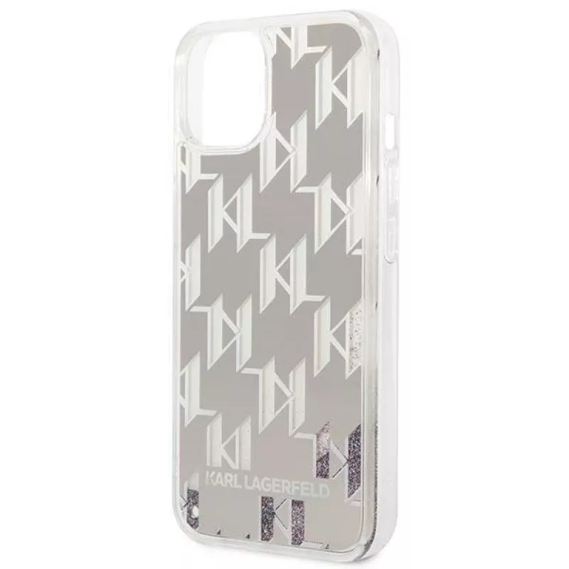 Karl Lagerfeld KLHCP14MLMNMS cietais maciņš iPhone 14 Plus 6.7 sudrabs / sudrabs Liquid Glitter Monogram