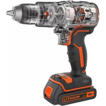 Pistol rokturis urbjmašīna Black & Decker BCD383D2XK-QW 18 V, 2 Ah x2, 13 mm patrona, oranža
