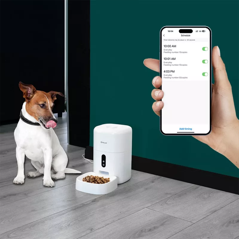 Automātiskā barotava mājdzīvniekiem Tellur TLL331461 ar UltraHD kameru, 4 L, Balta