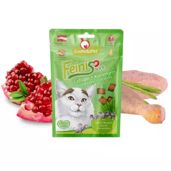Kaķu gardumi Fox4Pets GRANATAPET FeiniSnack Poultry ar kaķu zāli, gaļīgs cietais našķis, 50 g, bezgraudu, pieaugušiem kaķiem
