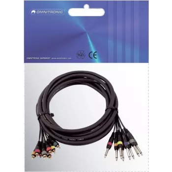 Audio snake kabelis Omnitronic 8×RCA līdz 8×1/4 collu mono jack, 15 m, 30304748