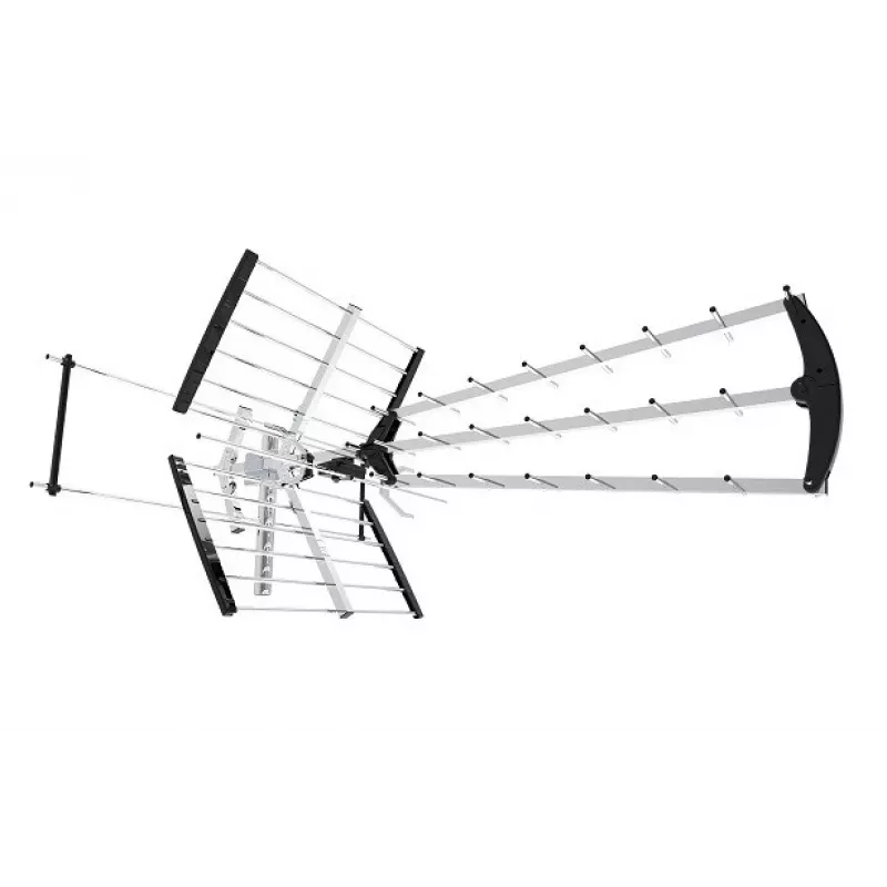 Āra/iekštelpu DVB-T antenna LIBOX LB2000 ar 69 dB pastiprinātāju, 174–790 MHz, alumīnijs/melns