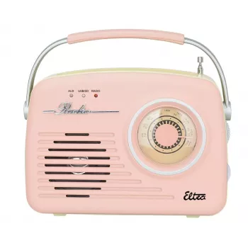 Retro galda radio Eltra LUIZA RETRO SP-11 ar MP3, USB un SD kartes atbalstu, rozā
