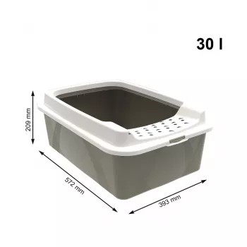 Slēgta kaķu tualete rotho Bonnie Eco Cappuccino 30 L plastmasas paliktnis ar vāku, 572×393×209 mm