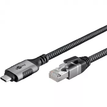 Goobay 70753 USB-C uz RJ45 Ethernet CAT 6 kabelis stabilam vadu interneta savienojumam ar maršrutētāju/modem/tīkla slēdzi / aizstāj USB uz RJ45 adapteri / 1m