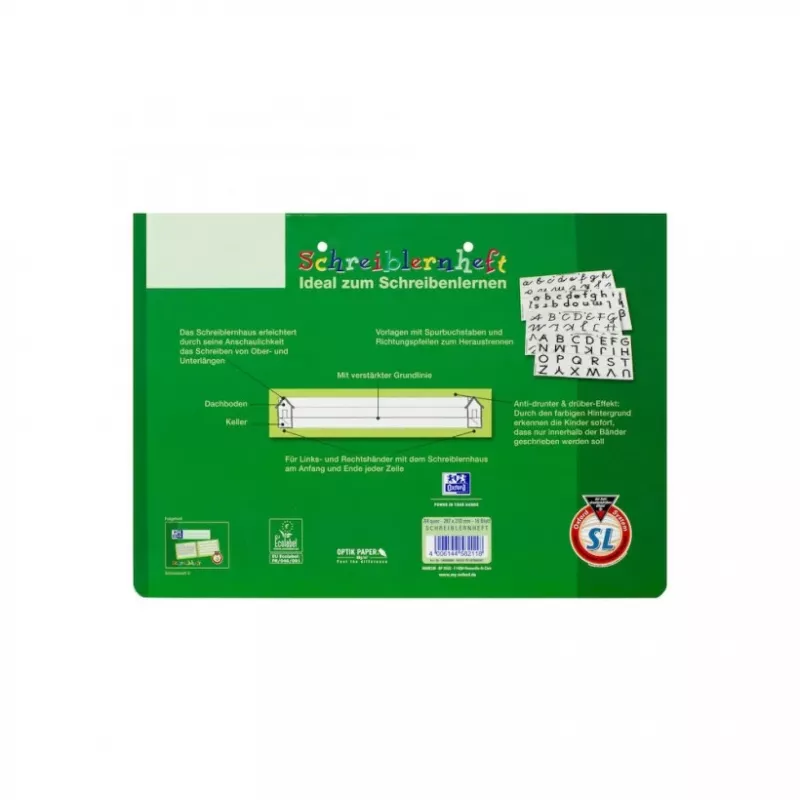 Rakstu burtnīca Oxford 100050089 A4 Zaļa 80 g/m²