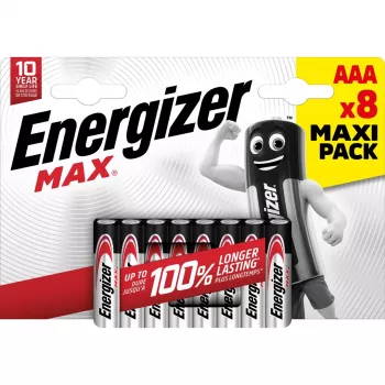 Energizer MAX AAA sārmainā baterija 1,5 V, 8 gab., 10 gadu glabāšanas laiks