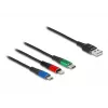 DeLOCK 90156 USB lādēšanas kabelis 3-in-1, Type-A uz Lightning / Micro USB / USB Type-C, 2 m, daudzkrāsains