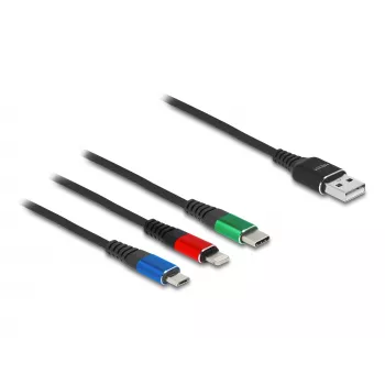 DeLOCK USB lādēšanas kabelis 3 in 1 Type-A uz Lightning Micro USB USB Type-C 30 cm