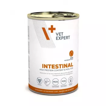 Slapjā suņu barība VETEXPERT Veterinary Diet Intestinal 400 g, mājputni, bezgraudu, atveseļošanai pēc gremošanas trakta operācijas
