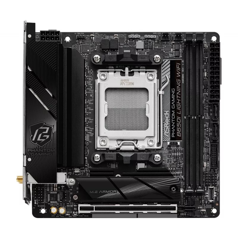 Mini-ITX mātesplate ASRock B650I Lightning WiFi — AMD B650, Socket AM5, DDR5, 2 DIMM (maks. 96 GB), Wi‑Fi 6E, 2.5Gb LAN