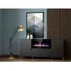 Kumode ar elektrisko kamīnu Cama Meble PAFOS 180x42x82 cm matēti melna, 3 durvis, 2 plaukti, 1400–1600 W