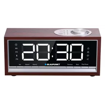 Pārnēsājams radio modinātājs BLAUPUNKT CR60BT — FM PLL, Bluetooth, LED displejs, 60 atmiņas, baterija/līdzstrāva, CR2032 rezerves