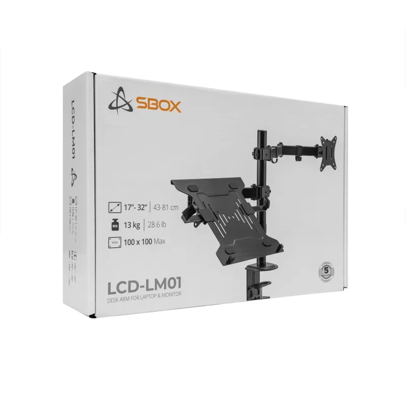 Monitora sienas stiprinājums SBOX LCD-LM01-2 13–27 collu ekrāniem, max 12 kg, VESA 100x100