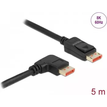 DisplayPort kabelis DeLOCK 8K 60 Hz 5 m taisns vīriešu savienotājs pret 90° leņķa vīriešu savienotāju