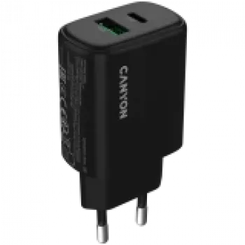 CANYON lādētājs OnCharge 250 25W 1xPD 1xQC EU Melns