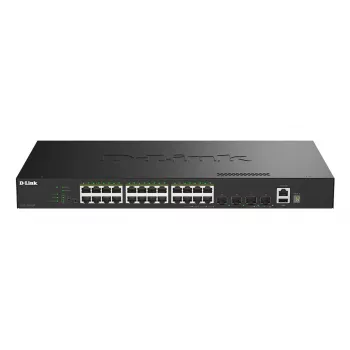 D-Link 28-Portu Gigabitu Sakraujams PoE+ Viedais Slēdzis ar 4 x 10G SFP+ Portiem