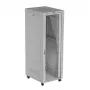 Rack skapis LANBERG FF01-8047-12SL 47U 800x1000 mm pelēks ar priekšējām un aizmugurējām stikla durvīm un LCD paneļa vietu