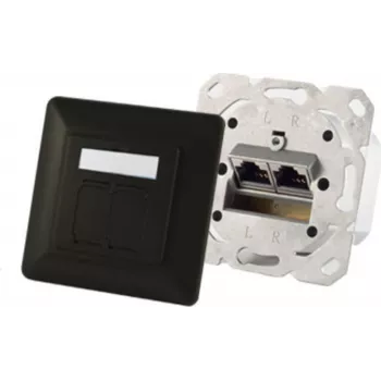 Sienas kontaktligzda 2 x RJ-45 ShiverPeaks S/CONN 74280-S — Cat6a, 500 MHz, metāla korpuss, melna