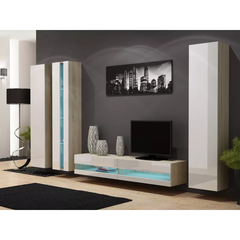 Cama plauktu stends VIGO NEW 180/40/30 sonoma/balti spīdīgs