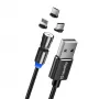 3-in-1 uzlādes kabelis ColorWay CW-CBUU037-BK — Lightning, Micro-USB, USB-C, 1 m, 2,4 A
