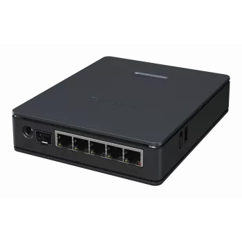 MikroTik hAP ax S — divjoslu Wi-Fi 6 maršrutētājs, 2.4/5 GHz, 1800 Mbit/s, 5x Ethernet (tai skaitā 2.5G SFP), PoE, melns