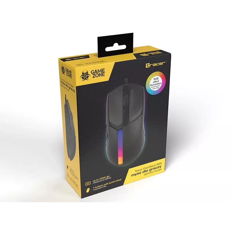Tracer 47416 Gamezone Cool Black RGB USB vadu spēļu pele
