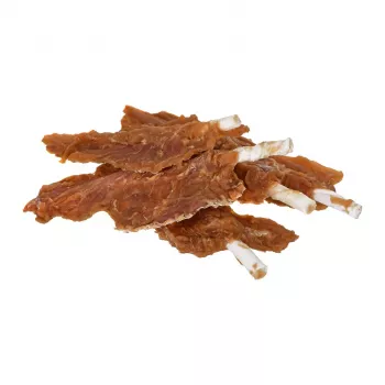 Suņu gardumi PETITTO vistas fileja uz kociņa 500 g — mājputnu diētiskā uzkoda, 500 g plastmasas iepakojums