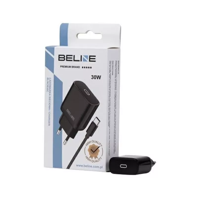 Lādētājs Beline Beli02176 30W USB-C ar USB-C kabeli, melns