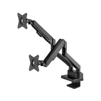 Manhattan Dual Desk Mount ar iebūvētu dokstaciju, gāzes atspere, 7 porti, līdz 27 collu ekrāniem, VESA 75x75/100x100mm