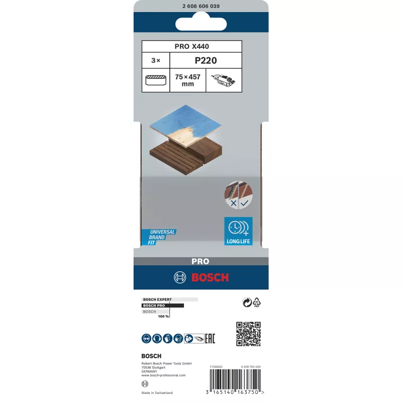 Slīpēšanas lente kokam Best for Wood 3 gab., grauds 220, 75 mm x 457 mm