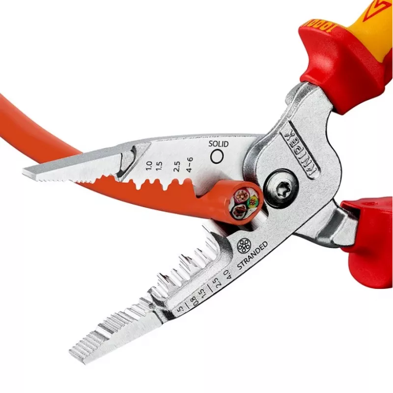 Kabeļu noņēmējs Knipex 13 76 200 ME 6 mm noņemšanas jauda Sarkans Nerūsējošais tērauds Dzeltens