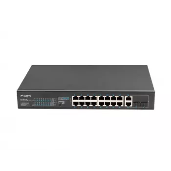 Lanberg RSFE-16P-2C-250 nepārvaldāms PoE+ komutators, 16x 10/100 PoE+, 2x Gigabit Combo, 250 W, 1U statnis