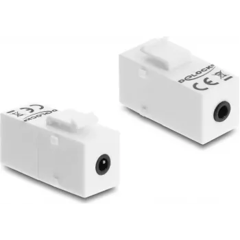 Keystone modulis DELOCK stereo ligzda sieviete 3.5 mm 4 kontaktu uz stereo ligzda sieviete 3.5 mm 4 kontaktu balts