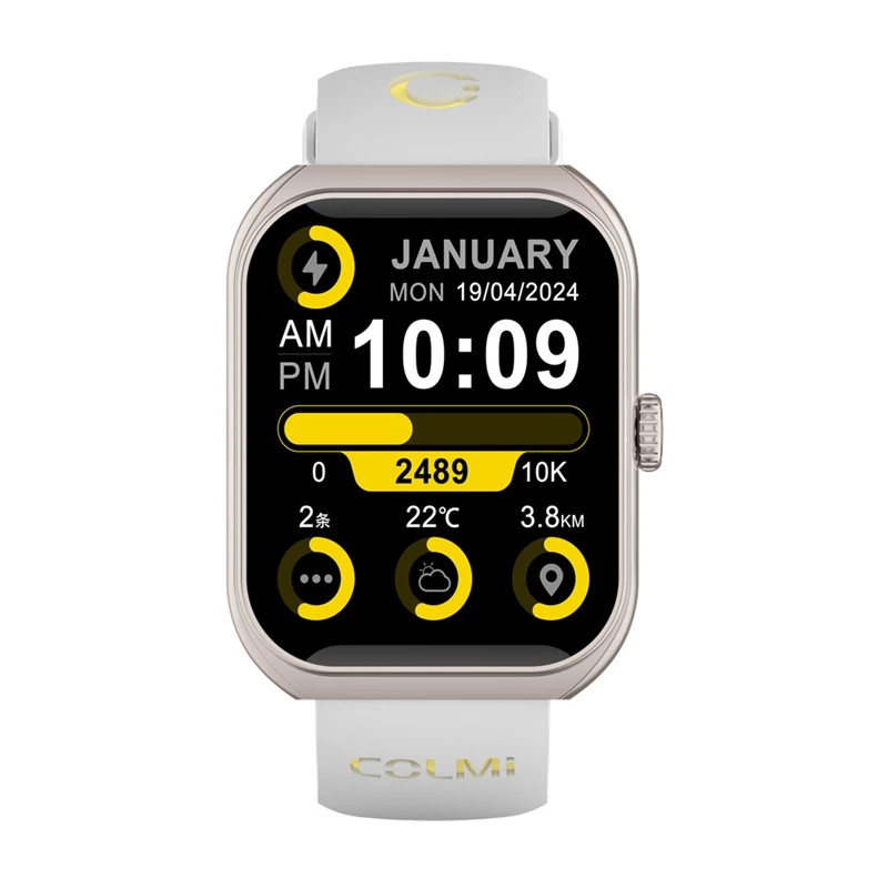 Viedpulkstenis Colmi P86 Gold ar Bluetooth un sirdsdarbības monitoru