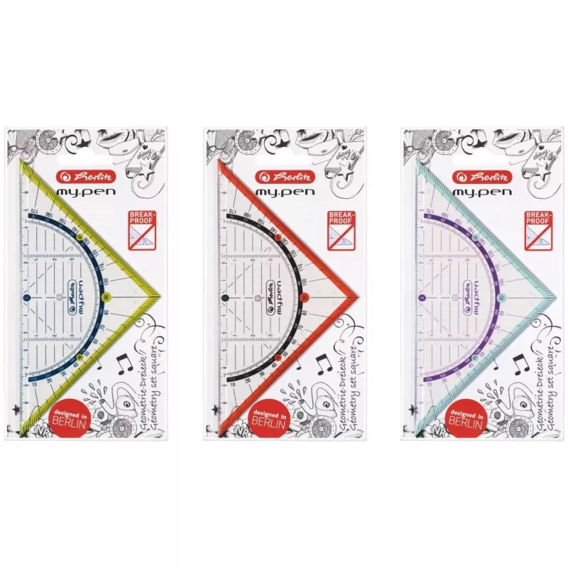Trīsstūris Herlitz 11367950 Plastmasas Zils Sarkans Caurspīdīgs Dzeltens 16 cm