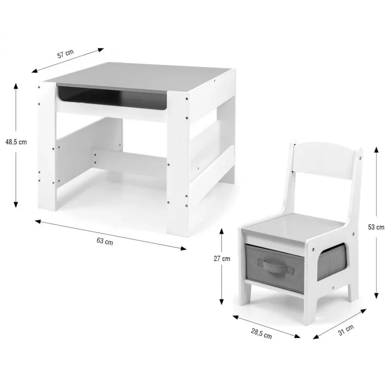 Bērnu mēbeļu komplekts Milly Mally Sven White – modelis 5488, balts