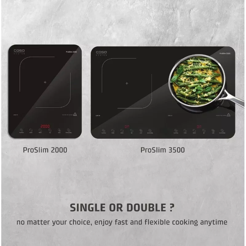 Caso ProSlim 2000 2236 Mobilā indukcijas plīts, stikls, sensors, melna