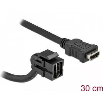 HDMI sievietes modulis ar īsu leņķa kabeli, melns, DeLOCK 86853