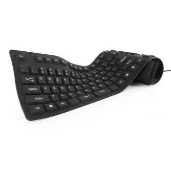 Silikona tastatūra USB+PS/2 melna