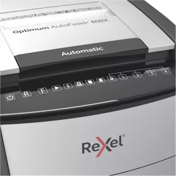 Rexel Optimum AutoFeed+ 600X automātiskais šķērsgriezuma papīra smalcinātājs P4